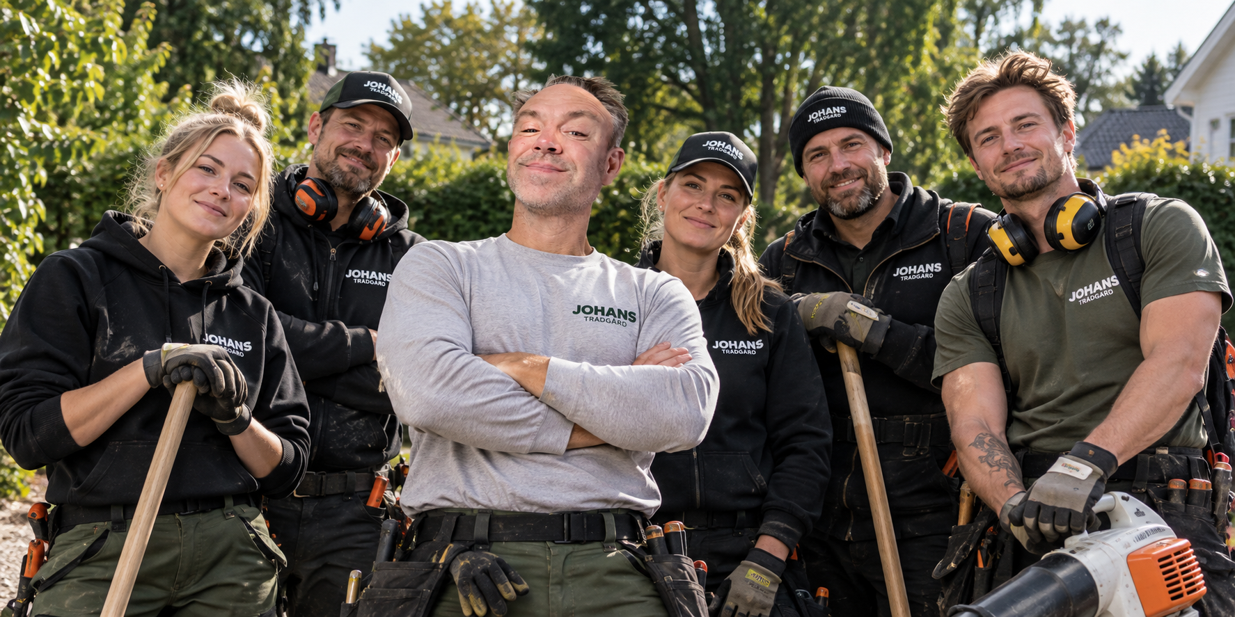 Johan tillsammans med kollegor på Johans Trädgård